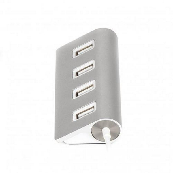 Хаб USB Maxxter HU2A-4P-01, Silver, USB 2.0 - 4xUSB 2.0, кабель 30 см, алюмінієвий корпус - 3