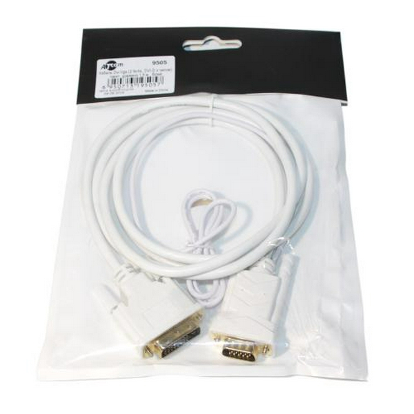 Кабель DVI-D (M) - VGA (M), 1.8 м, White, Atcom, з чіпом (9505)