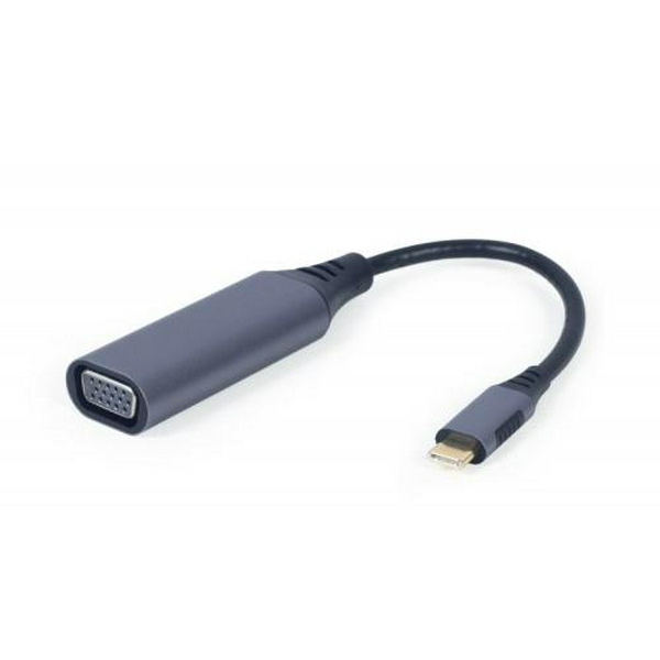 Перехідник Type-C (M) - VGA (F), Cablexpert, Black, 15 см, до 1080p / 60 Гц (A-USB3C-VGA-01)