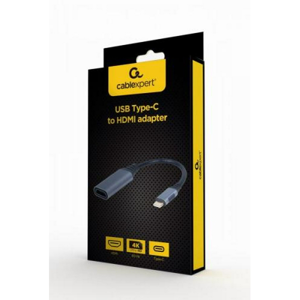 Перехідник Type-C (M) - HDMI (F), Cablexpert, Black, 15 см, 4K / 60 Гц (A-USB3C-HDMI-01) - 3