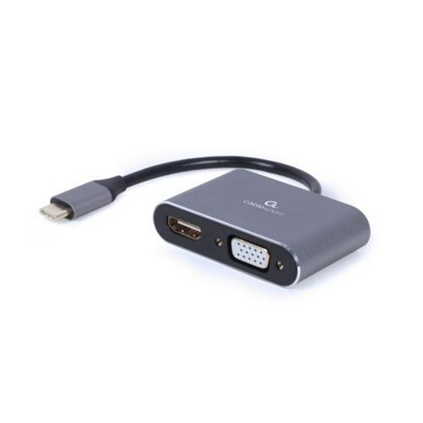 Перехідник Type-C (M) - HDMI (F) / VGA (F), Cablexpert, Grey, 15 см (A-USB3C-HDMIVGA-01)