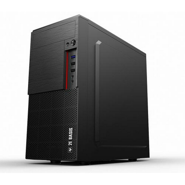 Корпус 2E BASIS Black, без БЖ, Mini Tower, для Micro ATX / Mini ITX, 1хUSB 3.0, 2хUSB 2.0, 188x361x360 мм, 2.31 кг (2E-RD860-3U) - 2