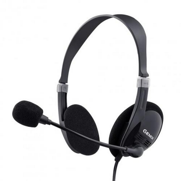 Навушники Gemix HP-120MV, Black, 2 x Mini jack (3.5мм), накладні, регулятор гучності, кабель 1.5 м