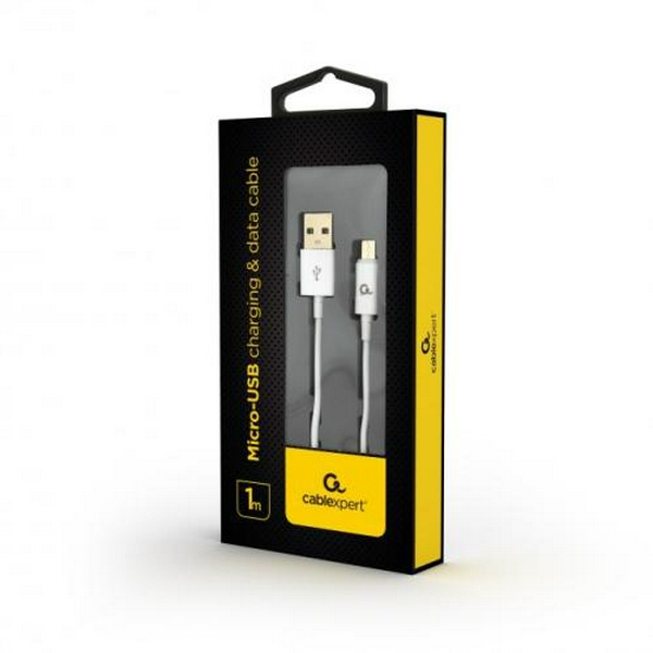 Кабель USB 2.0 AM - microUSB (5P), 1 м, White, Cablexpert, 2.1A (CC-USB2P-AMmBM-1M-W) - 2