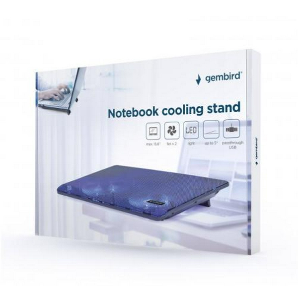 Підставка для ноутбука до 15.6" Gembird NBS-2F15-05, Black, 2x125 мм (1500 rpm, 10 dBA), LED підсвічування, 340х250х23 мм, 450 г - 6