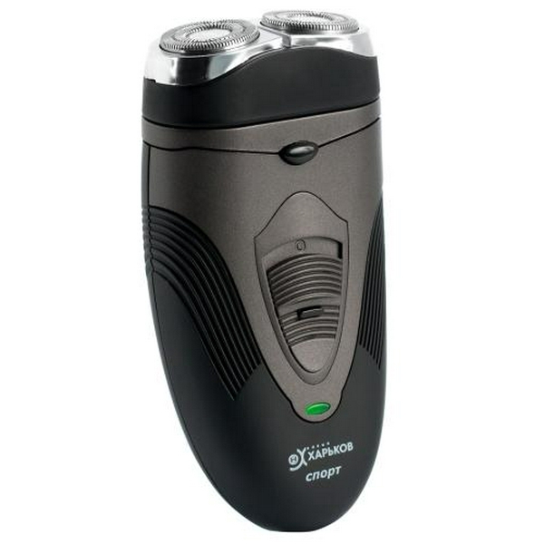 Електробритва Новий Харків НХ-9525 Спорт Black, 5W, роторна, сухе гоління, 2 головки для гоління, плаваючі подвійні леза, повторение контуров лица, живлення мережа, тример для скронь, механічна кнопка вмикання