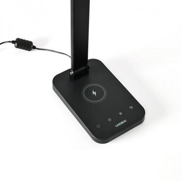 Лампа настільна LED Videx TF17B, Black, 18 Вт, 500 лм, 1800K - 6500K, бездротова зарядка (8 Вт), сенсорне керування, USB, IP20 (VL-TF17B) - 2