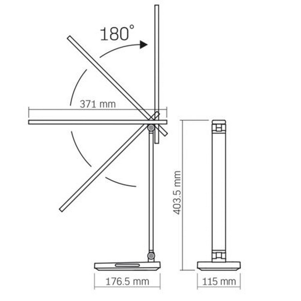 Лампа настільна LED Videx TF17B, Black, 18 Вт, 500 лм, 1800K - 6500K, бездротова зарядка (8 Вт), сенсорне керування, USB, IP20 (VL-TF17B) - 6