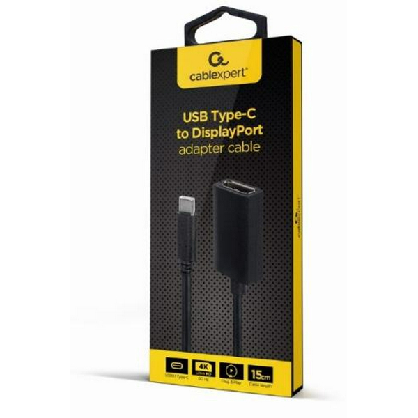 Перехідник Type-C (M) - DisplayPort (F), Cablexpert, Black, 15 см, 4K (A-CM-DPF-02) - 3