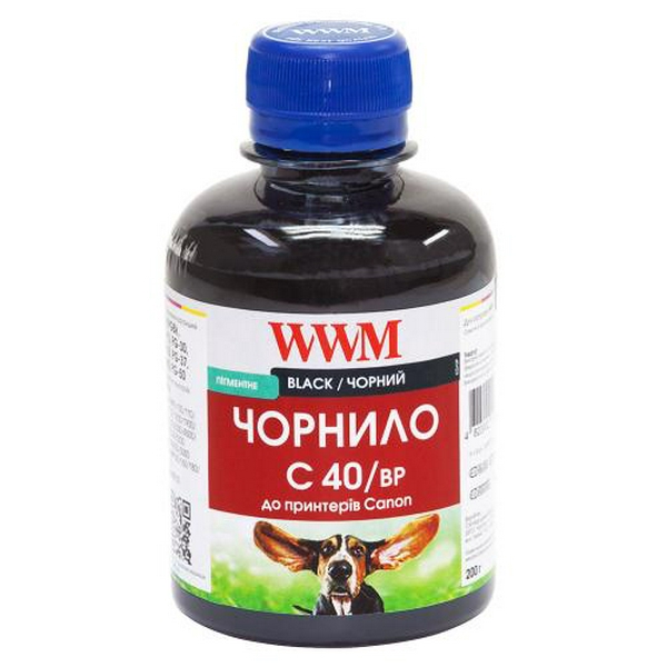 Чорнило WWM Canon PG-37/40/50, PGI-5Bk, BCI-15, Black, 200 мл, пігментне (C40/BP)