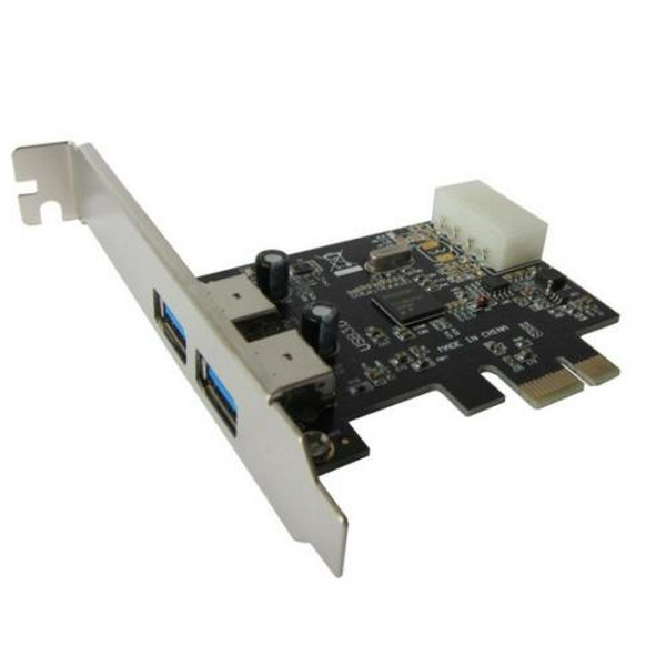 Плата розширення Dynamode PCI-E x1, 2xUSB 3.0, чіп NECPD720200, живлення Molex (USB30-PCIE-2)