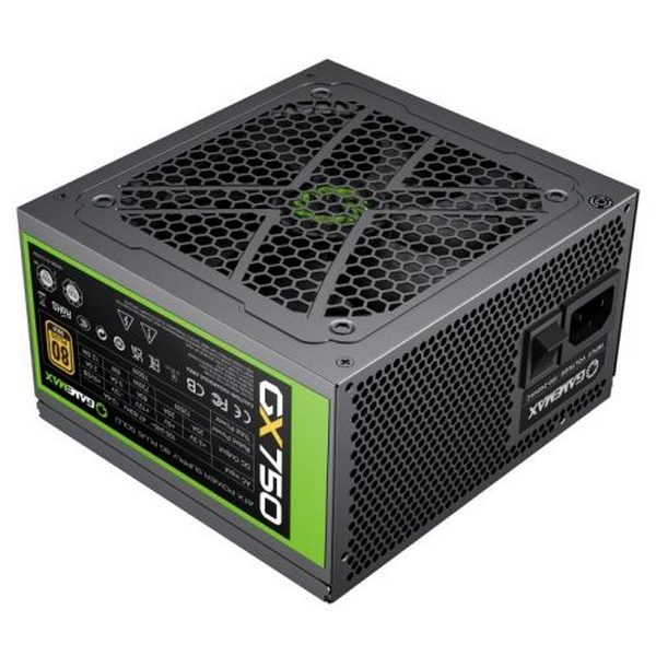 Блок живлення 750 Вт, GameMax GX-750, Black, модульний, 80+ Gold, Active PFC, 12 см, 3xMolex / 6xSATA / 4x6+2-pin / 2x4+4-pin / 1x20+4-pin, захист OVP / UVP / OCP / OLP / OPP / SCP - 2