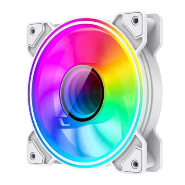 Вентилятор 120 мм, GameMax Dual Ring Infinity, White, 120х120х25 мм, ARGB підсвічування, 1200 об/хв, 30 дБ, 3-pin/Molex / 3-pin ARGB - 3