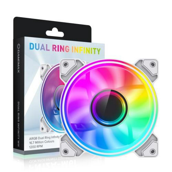 Вентилятор 120 мм, GameMax Dual Ring Infinity, White, 120х120х25 мм, ARGB підсвічування, 1200 об/хв, 30 дБ, 3-pin/Molex / 3-pin ARGB - 4