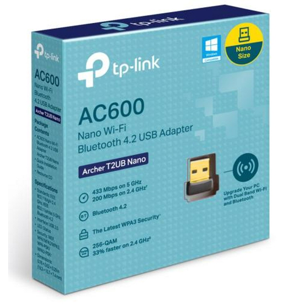 WiFi/Bluetooth адаптер USB TP-LINK Archer T2UB Nano, 802.11ac Dual Band USB Adapter, mini-size, USB 2.0 - 2
