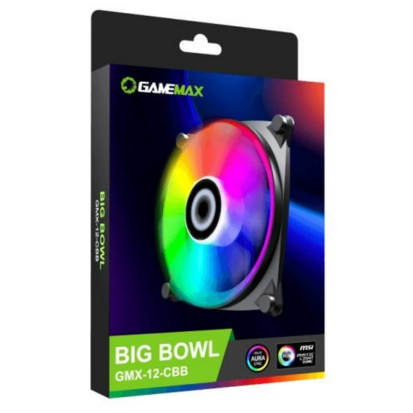 Вентилятор 120 мм, GameMax Big Bowl, Black, 120х120х25 мм, ARGB підсвічування, 1200 об/хв, 28.8 дБ, 3-pin/Molex / 3-pin ARGB (GMX-12-CBB) - 5