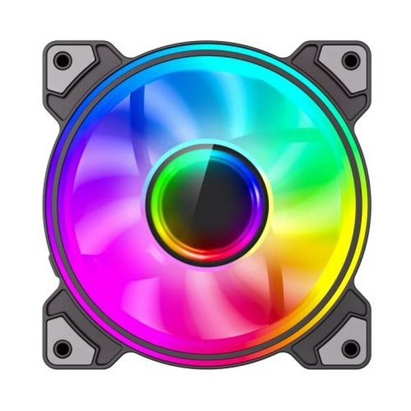 Вентилятор 120 мм, GameMax Dual Ring Infinity, Black, 120х120х25 мм, ARGB підсвічування, 1200 об/хв, 30 дБ, 3-pin/Molex / 3-pin ARGB