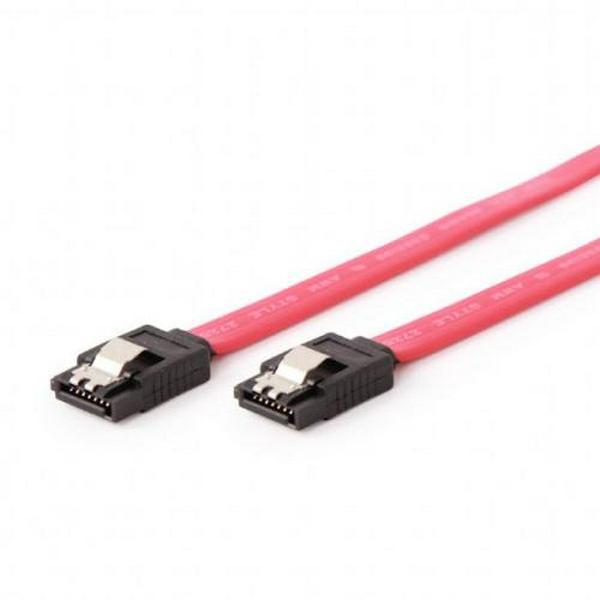 Кабель SATA, Red, 10 см, Cablexpert, із засувками (CC-SATAM-DATA-0.1M)