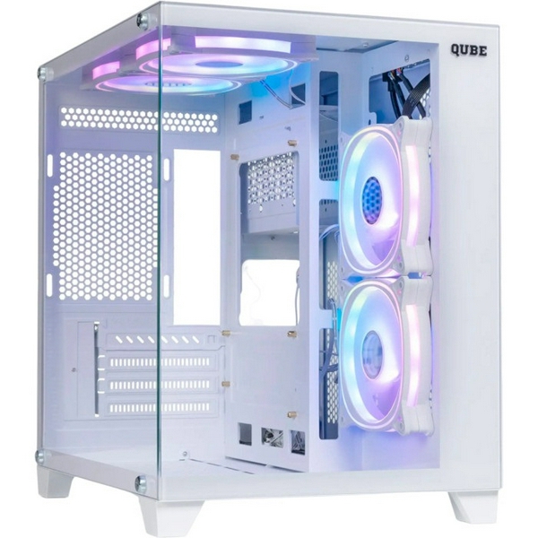 Корпус Qube REEF ARGB, White, MidTower, без БЖ, для microATX / mini-ITX, 1xUSB 3.0 / 2xUSB 2.0, макс. CPU - 160 мм / VGA - 320 мм, 4x120 мм, передня та бічна стінки із загартованого скла (REEF_GMNU3)