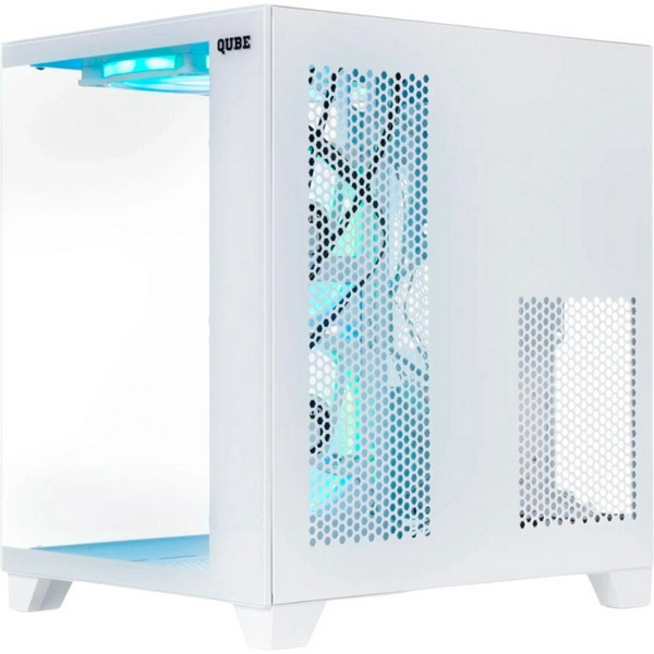 Корпус Qube REEF ARGB, White, MidTower, без БЖ, для microATX / mini-ITX, 1xUSB 3.0 / 2xUSB 2.0, макс. CPU - 160 мм / VGA - 320 мм, 4x120 мм, передня та бічна стінки із загартованого скла (REEF_GMNU3) - 2
