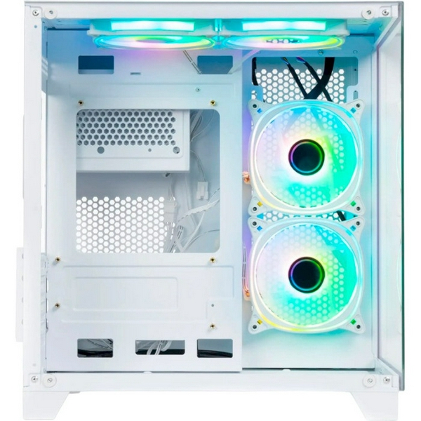 Корпус Qube REEF ARGB, White, MidTower, без БЖ, для microATX / mini-ITX, 1xUSB 3.0 / 2xUSB 2.0, макс. CPU - 160 мм / VGA - 320 мм, 4x120 мм, передня та бічна стінки із загартованого скла (REEF_GMNU3) - 3