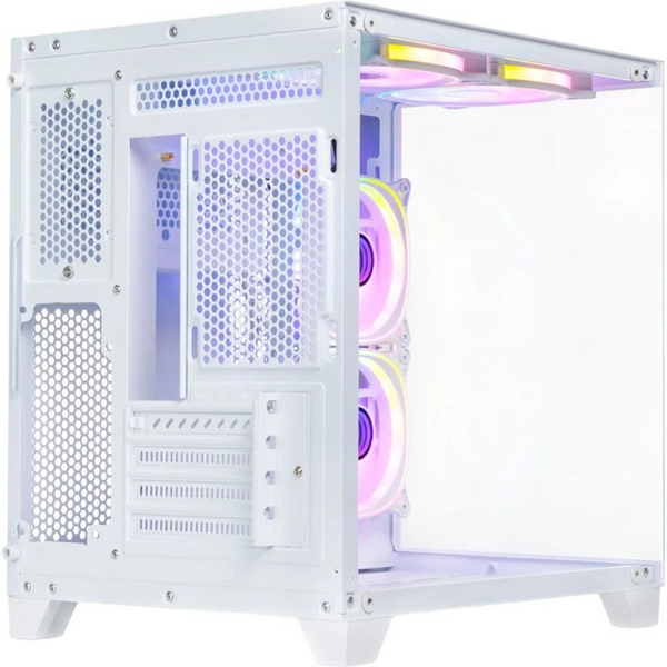 Корпус Qube REEF ARGB, White, MidTower, без БЖ, для microATX / mini-ITX, 1xUSB 3.0 / 2xUSB 2.0, макс. CPU - 160 мм / VGA - 320 мм, 4x120 мм, передня та бічна стінки із загартованого скла (REEF_GMNU3) - 5