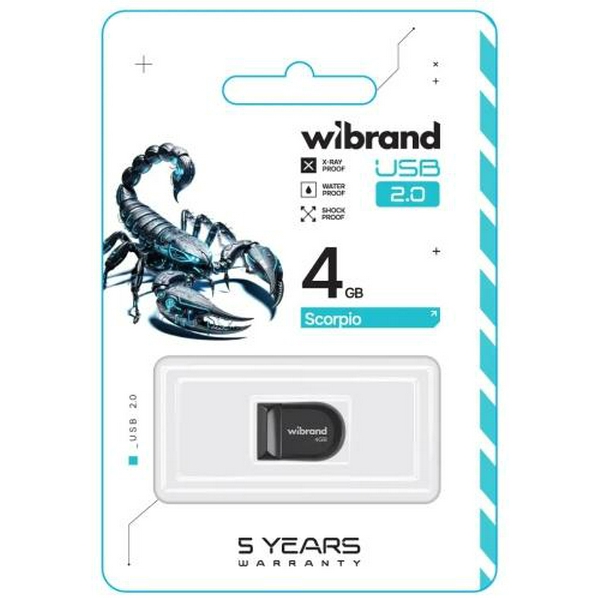 Флеш накопичувач USB 4Gb Wibrand Scorpio, Black, USB 2.0 (WI2.0/SC4M3B) - 2