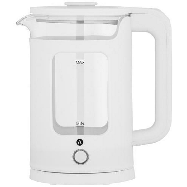 Електрочайник Ardesto EKL-T31GW, White, 1350W, 1.5л, дисковий, скло, індикатор рівня води, підсвічування, відключення при недостатній кількості води