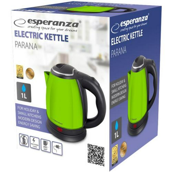 Електрочайник Esperanza "Parana", Green, 1350 Вт, 1 л, дисковий, нержавіюча сталь (EKK128G) - 2