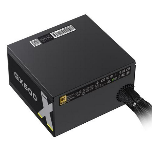 Блок живлення 600 Вт, GameMax GX-600, Black, 80+ Gold, Active PFC, 12 см, 3xMolex / 6xSATA / 4x6+2-pin / 2x4+4-pin / 1x20+4-pin, захист OVP / UVP / OCP / OLP / OPP / SCP - 9
