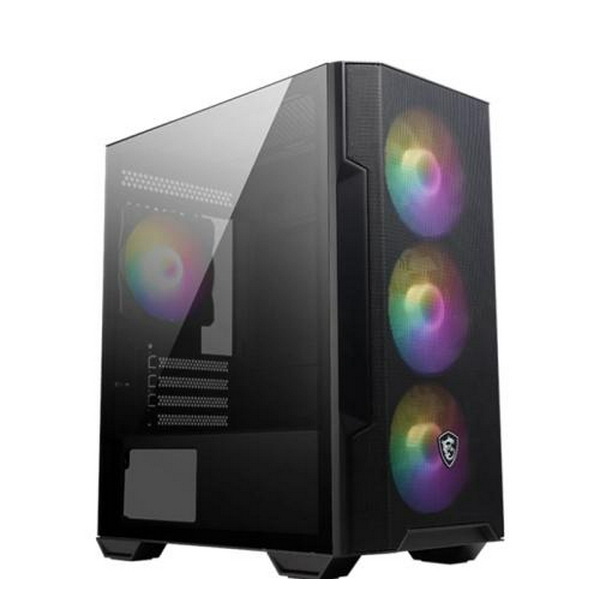Корпус MSI MAG FORGE M100R, Black, без БЖ, Micro Tower, для Micro-ATX / Mini-ITX, 1xUSB 3.2 / 2xUSB 2.0, макс. CPU - 160 мм / VGA - 300 мм, 4x120 мм ARGB, бічна панель із загартованого скла 3 мм