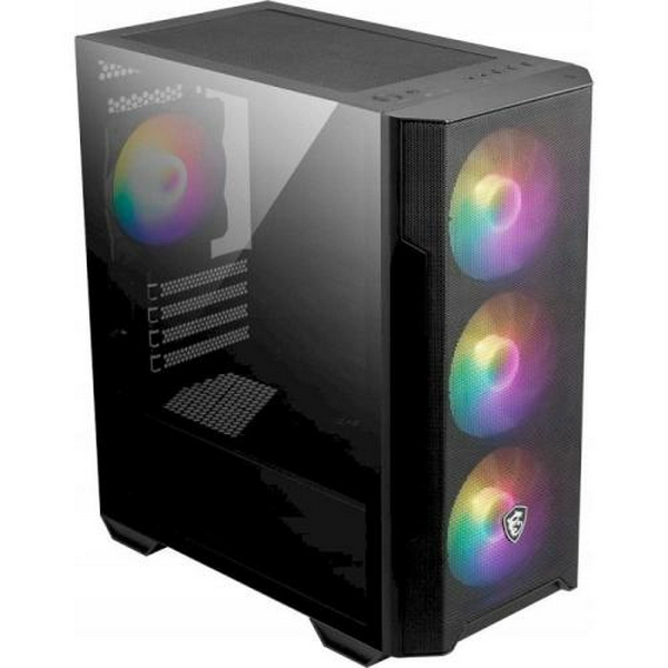 Корпус MSI MAG FORGE M100R, Black, без БЖ, Micro Tower, для Micro-ATX / Mini-ITX, 1xUSB 3.2 / 2xUSB 2.0, макс. CPU - 160 мм / VGA - 300 мм, 4x120 мм ARGB, бічна панель із загартованого скла 3 мм - 2