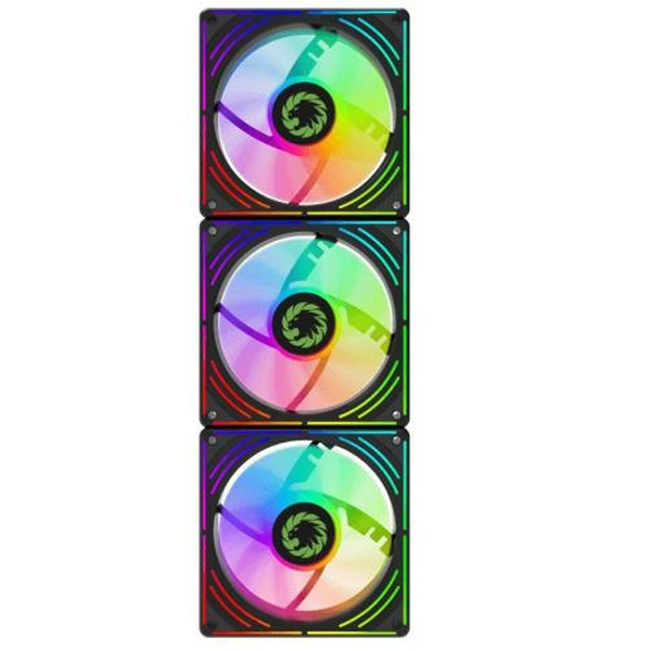 Вентилятор 120 мм, GameMax RA300, Black, 3 шт, 120х120х25 мм, ARGB підсвічування, 800-1600 об/хв, до 31.21 дБ, 4-pin (PWM, 50 см) / 3-pin (ARGB, 50 см), гідродинамічний підшипник - 5