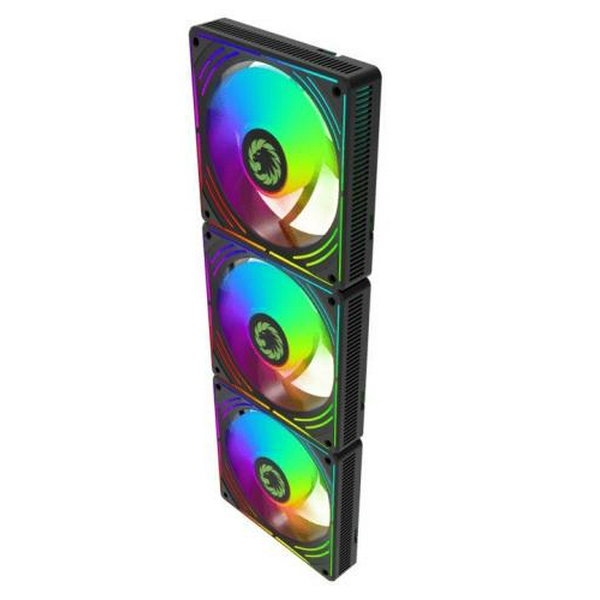 Вентилятор 120 мм, GameMax RA300, Black, 3 шт, 120х120х25 мм, ARGB підсвічування, 800-1600 об/хв, до 31.21 дБ, 4-pin (PWM, 50 см) / 3-pin (ARGB, 50 см), гідродинамічний підшипник - 7