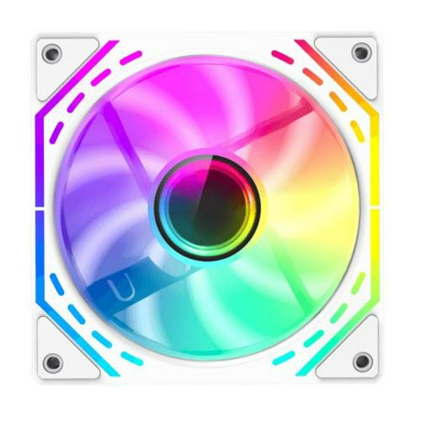 Вентилятор 120 мм, GameMax FN12A-S2I-RW, White, 120х120х25 мм, ARGB підсвічування, 800-1600 об/хв, до 31.21 дБ, 4-pin (PWM) / 3-pin (ARGB), гідродинамічний підшипник