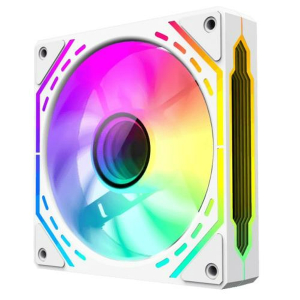 Вентилятор 120 мм, GameMax FN12A-S2I-RW, White, 120х120х25 мм, ARGB підсвічування, 800-1600 об/хв, до 31.21 дБ, 4-pin (PWM) / 3-pin (ARGB), гідродинамічний підшипник - 3