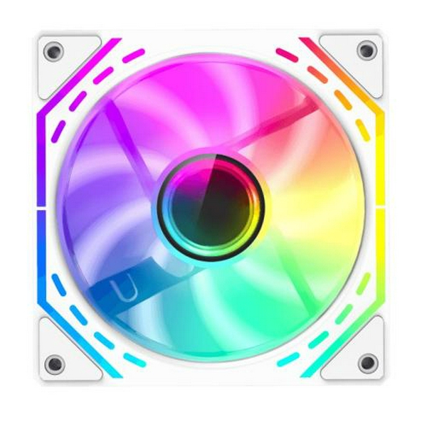 Вентилятор 120 мм, GameMax FN12A-S2I-W, White, 120х120х25 мм, ARGB підсвічування, 800-1600 об/хв, до 31.21 дБ, 4-pin (PWM) / 3-pin (ARGB), гідродинамічний підшипник