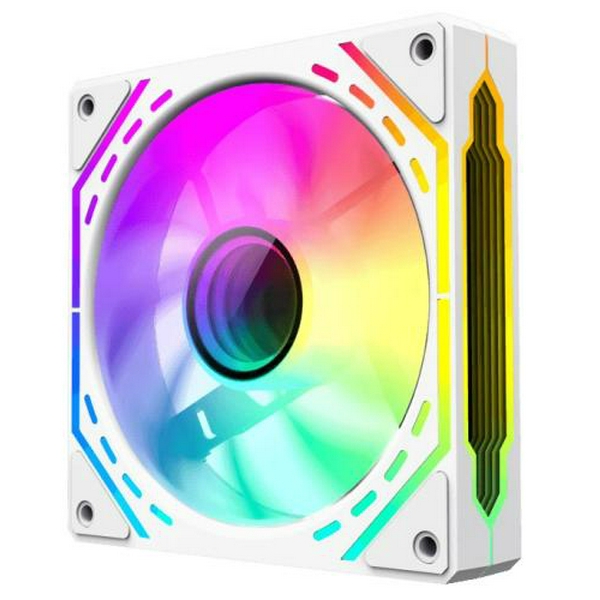 Вентилятор 120 мм, GameMax FN12A-S2I-W, White, 120х120х25 мм, ARGB підсвічування, 800-1600 об/хв, до 31.21 дБ, 4-pin (PWM) / 3-pin (ARGB), гідродинамічний підшипник - 3