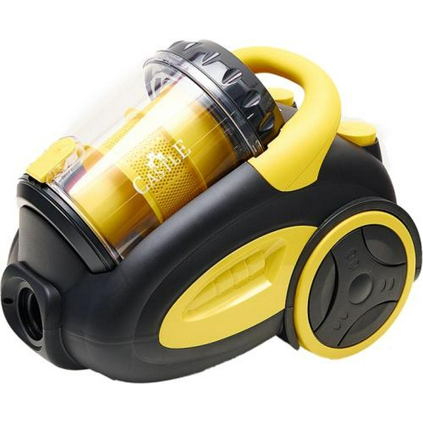 Пилосос Castle CW-103Y, Black/Yellow, 2200W, безмішковий, циклонний, об'єм пилозбірника 4л, губчастий фільтр, насадки: 2-позиційна, для щілин, для меблів