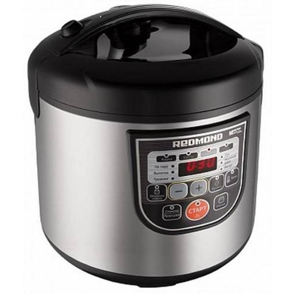 Мультиварка Redmond RMC-M22 Black, 860W, чаша 5л, дисплей, програм 10, керамічне покриття, кнопкове керування