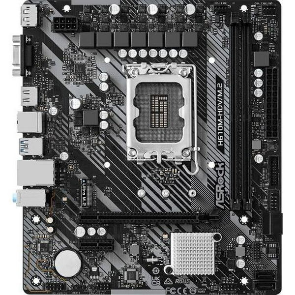 Мат.плата LGA1700, ASRock H610M-HDV/M.2 R2.0, H610, 2xDDR4, Int.Video(CPU), 4xSATA3, 1xM.2, 1xPCI-E 4.0 x16, 1xPCI-E 3.0 x1, ALC897, RTL8111H, 4xUSB3.2/6xUSB2.0, VGA/HDMI/DP, MicroATX - 2