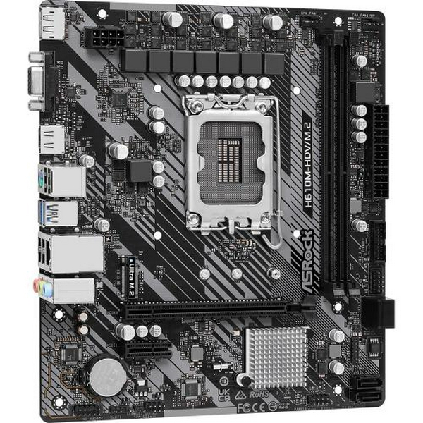 Мат.плата LGA1700, ASRock H610M-HDV/M.2 R2.0, H610, 2xDDR4, Int.Video(CPU), 4xSATA3, 1xM.2, 1xPCI-E 4.0 x16, 1xPCI-E 3.0 x1, ALC897, RTL8111H, 4xUSB3.2/6xUSB2.0, VGA/HDMI/DP, MicroATX - 4