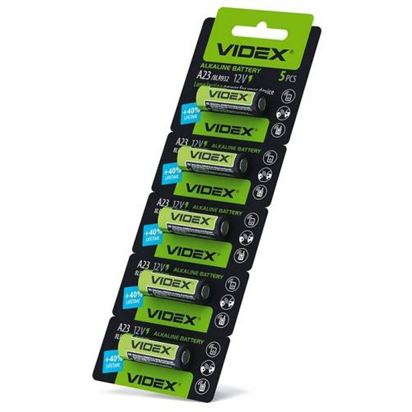 Батарейка A23 (MN21), лужна, Videx, 5 шт, 12V, Blister