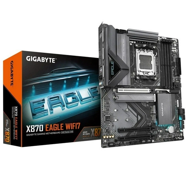Материнська плата AM5 Gigabyte X870 EAGLE WIFI7, X870, 4xDDR5, Int.Video (CPU), 4xSATA3, 3xM.2, 1xPCI-E 5.0 x16, 2xPCI-E 3.0 x16, Realtek 7.1, Realtek 2.5GbE, WiFi 7, Bluetooth 5.4, 7xUSB3.2/8xUSB2.0, HDMI/2xType-C, ATX