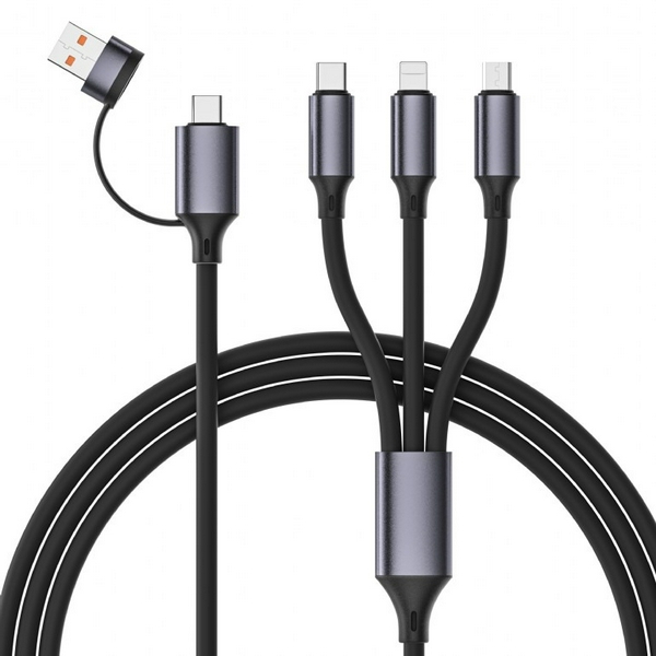 Кабель Type-C / USB AM - Type-C / Lightning / microUSB, 1.5 м, Black, Cablexpert, 2.1A (CC-USB2S-ACM31-1.5M)