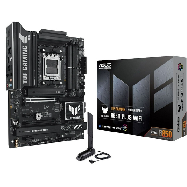 Материнська плата AM5 Asus TUF GAMING B850-PLUS WIFI, B850, 4xDDR5, Int.Video (CPU), 4xSATA3, 3xM.2, 1xPCI-E 5.0 x16, 1xPCI-E 4.0 x16, 2xPCI-E 4.0 x1, ALC1220P, Realtek 2.5Gb, WiFi 7, Bluetooth 5.4, 10xUSB 3.2 / 6xUSB 2.0, HDMI/DP, ATX