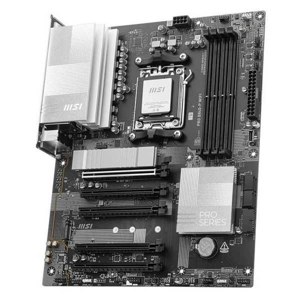 Материнська плата AM5 MSI PRO B840-P WIFI, B840, 4xDDR5, Int.Video (CPU), 4xSATA3, 2xM.2, 1xPCI-E 4.0 x16, 4xPCI-E 3.0 x16, ALC897, Realtek 8125D 2.5Gb, WiFi 7, Bluetooth 5.4, 7xUSB 3.2 / 8xUSB 2.0, HDMI, ATX - 4