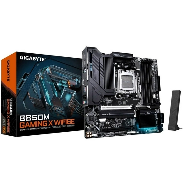 Материнська плата AM5 Gigabyte B850M GAMING X WIFI6E, B850, 4xDDR5, Int.Video (CPU), 4xSATA3, 2xM.2, 1xPCI-E 5.0 x16, 1xPCI-E 3.0 x16, Realtek 7.1, Realtek 2.5GbE, WiFi 6E, Bluetooth 5.3, 7xUSB 3.2 / 8xUSB 2.0, HDMI/2xDP, MicroATX