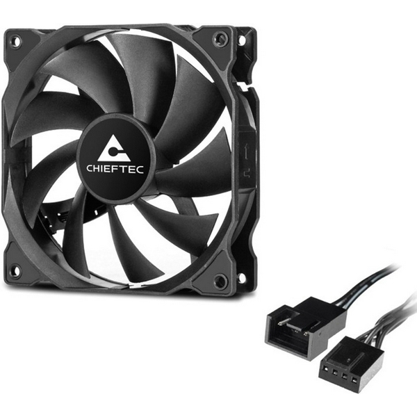 Вентилятор 120 мм, Chieftec, Black, 120x120x25 мм, до 1600 об/хв, до 25.5 дБ, 4-pin (PWM), гідродинамічний підшипник (ZF-1225PWM) - 5