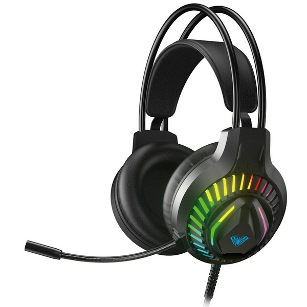 Навушники Aula S605 Wired, Black (6948391235202), Mini jack, USB, RGB підсвічування, дротове підключення, вбудований мікрофон, чутливість мікрофону -42 дБ, чутливість навушників 118 дБ, кабель 2 м